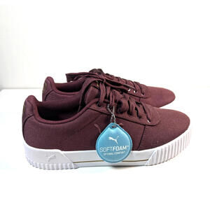 Puma Carina Summer Cat Burgundy Gold Lace Up Woman’s Size 8.5